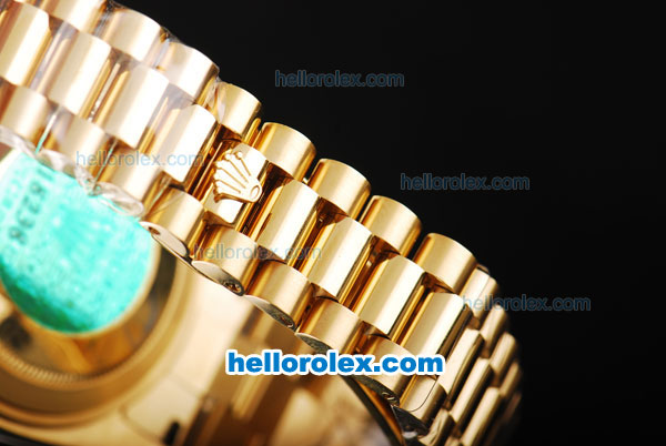 Rolex Day Date II Automatic Movement Full Gold with Diamond Bezel-Blue Dial and Diamond Markers - Click Image to Close